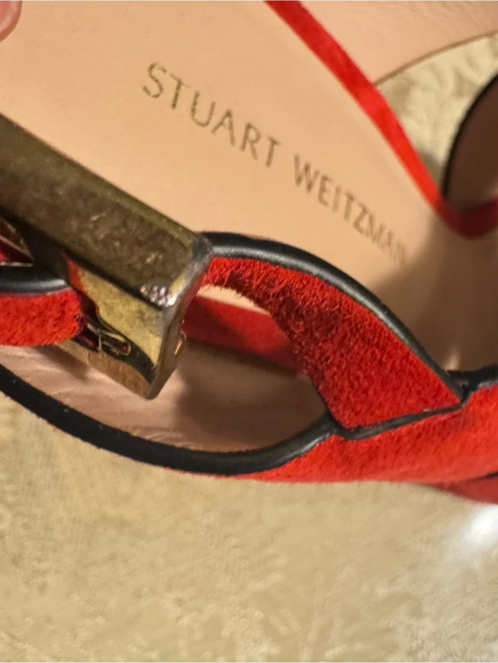 Stuart Weitzman Hester Red Suede Platform Heels 8.5